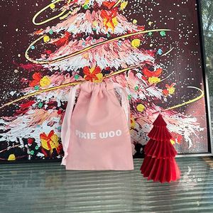 Personalised Eco Friendly Small Cotton <b>Drawstring</b> <b>Pouch</b> Pink Color Cotton Dust Proof <b>Pouch</b> - Product Image 5