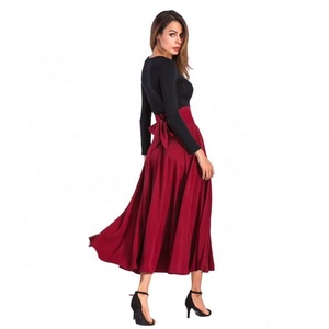 <span class=keywords><strong>Jupe</strong></span> <span class=keywords><strong>longue</strong></span> fendue pour femmes, <span class=keywords><strong>jupe</strong></span> vintage à volants plissés, poches, lacets, nœud, grande <span class=keywords><strong>taille</strong></span> 4XL - Product Image 4