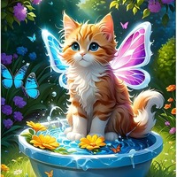 Kendin Yap El Boyaması Tam Elmas Boyama Yetişkin 5D Kedi Elmas Sanatı Yüksek Kaliteli Çerçeveli Kanvas