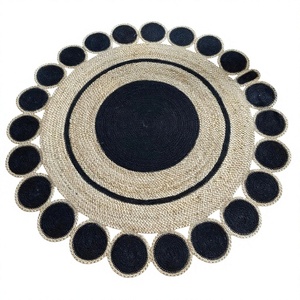Bohemian Braided <b>Jute</b> Area <b>Rug</b> Handmade Natural Eco Friendly Washable Rustic Circular Carpet Floor Mat Home Living Room Bedroom - Product Image 1