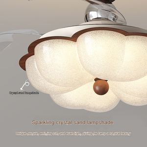 พัดลมเพดาน LED สไตล์โคมไฟระย้าที่ทันสมัยควบคุมด้วยรีโมทมอเตอร์ไฟฟ้ากระแสตรงสำหรับห้องนั่งเล่นห้องนอนตกแต่งบ้านสำหรับติดตั้งในโรงแรม - Product Image 5