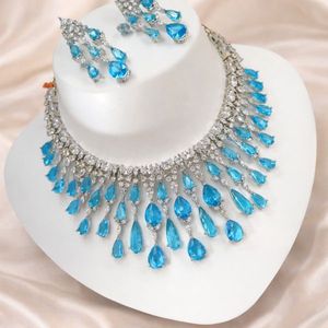 ชุดสร้อยคอเจ้าสาวประดับเพชรแบบอเมริกันลายดอกไม้ คุณภาพสูง ดีไซน์ดอกไม้สไตล์ชาติพันธุ์ เครื่องประดับงานแต่งงานสำหรับผู้หญิงและเด็กผู้หญิง - Product Image 1