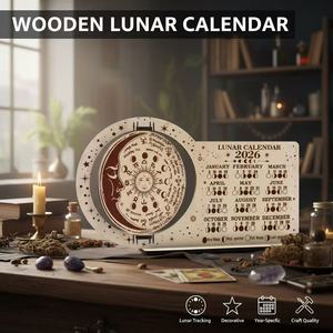 <span class=keywords><strong>Calendario</strong></span> Lunar 2026, Disco de Madera con Fases Lunares, Rueda del Zodiaco, Astrología, Soporte de <span class=keywords><strong>Calendario</strong></span> de Madera, <span class=keywords><strong>Calendario</strong></span> Lunar de Cristal para Altar - Product Image 4