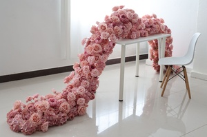 Guirlande <span class=keywords><strong>de</strong></span> fleurs <span class=keywords><strong>de</strong></span> <span class=keywords><strong>table</strong></span> à manger en fausse soie rangée <span class=keywords><strong>de</strong></span> fleurs personnalisées, <span class=keywords><strong>chemin</strong></span> <span class=keywords><strong>de</strong></span> fleurs artificielles roses blanches pour décor d'événement <span class=keywords><strong>de</strong></span> <span class=keywords><strong>mariage</strong></span> - Product Image 3
