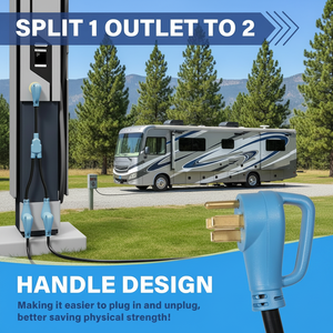 Adaptateur de branchement NEMA 14-50 en Y pour camping-car et véhicule électrique, NEMA 14-50P vers <span class=keywords><strong>2X</strong></span> NEMA 14-50R, homologué ETL, bleu - Product Image 3