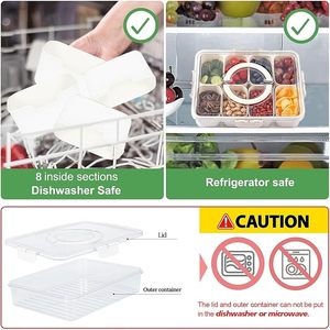 Boîte à Snacks avec Couvercle, <span class=keywords><strong>Plateau</strong></span> de Service Divisé avec Poignée, Contenants pour Snacks, Noix et Plats de Fête - Product Image 3