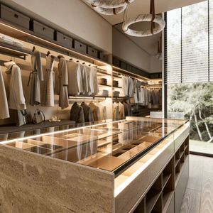 <span class=keywords><strong>Armario</strong></span> Vestidor de Lujo BALOM con Isla y Luz LED, Moderno, Personalizado, de Madera Sólida, Fabricación OEM - Product Image 3