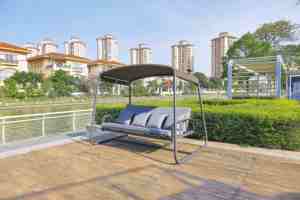 आधुनिक 2-व्यक्ति राल विचर पैटियो स्विंग सोफे के लिए धातु डिजाइन के साथ आउटडोर फर्नीचर - Product Image 5