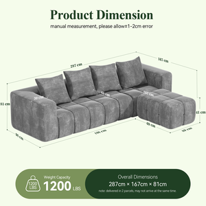 Canapé en L silencieux sans bois, emballé sous vide, en mousse haute densité, pour salon, modèle Meroow MS2, expédié depuis notre entrepôt au Royaume-Uni - Product Image 3