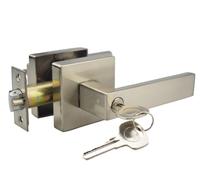 Manija de Puerta Contemporánea Cuadrada sin Llave, Acabado Negro Mate, para Exteriores, Izquierda/Derecha, Cerradura para Habitación, Distancia entre Ejes de 60 mm