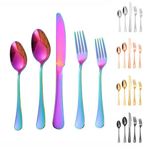 1010 Stainless Steel <b>Cutlery</b> Set 5 Piece Colored Gold Plated Dishwasher Safe Western Style Flatware For Wedding - Product Image 2