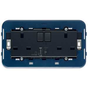 วิมาร์ ปลั๊กไฟคู่พร้อมช่องชาร์จยูเอสบี 15W 2P+T13ABS+USB A+C สีฟ้า - Product Image 1