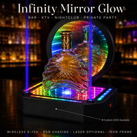 Présentoir LED pour Bouteilles avec Miroir Infini, Vitrine pour Bouteilles de Whisky et Vin en Fer Forgé, Rechargeable pour Bar, KTV, Boîte de Nuit