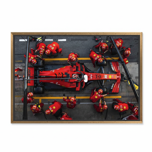 Charles Leclerc Ferrari Formula One Pit Stop <b>Art</b> Deco Panel Canvas Print-Clear <b>Framed</b> <b>Wall</b> <b>Art</b> Hanging - Product Image 2