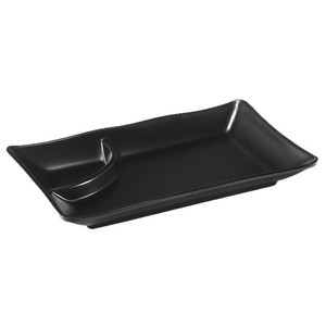 Black <b>Melamine</b> Snack <b>Plate</b> With Dipping Dish Irregular Shape For Party Hotel Meals - Product Image 5