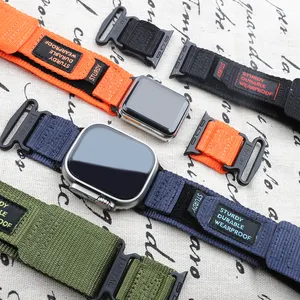 Nieuwe Velcroes Nylon Horloge Band Haak & Loop Mode Mountain Nylon Horlogeband Voor Apple Watch Iwatch 40 41 45 49Mm