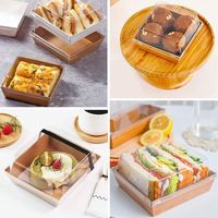 Wegwerp Voedselcontainers Gebak Bakkerij Vierkante Doos Sandwich Lunch Papieren Doos Fruitbakje Afhaaldoos Met Doorzichtig Veilig Deksel
