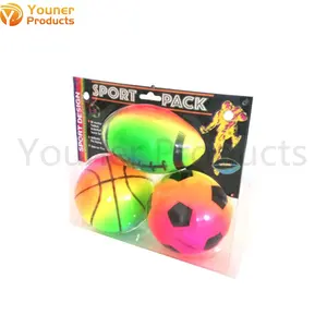 Bola de brinquedo inflável do arco-íris, 3pk, alta qualidade, bola pvc