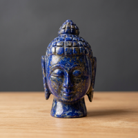 Statue de tête de Bouddha en lapis-lazuli naturel, sculptée à la main, sculpture de buste en pierre précieuse bleue, décoration d'autel, artisanat