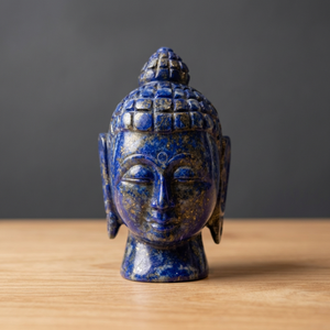 Estatua de Cabeza de Buda de Lapislázuli Natural, Tallada a Mano, Escultura de Gema Azul, Decoración de Altar, Artesanía - Product Image 1