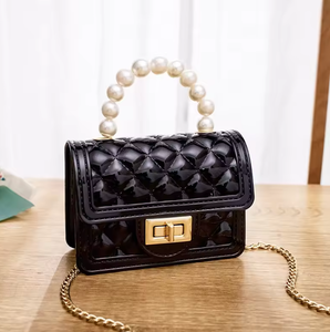 Cute wallet wholesale small handbag pearl chain children's jelly <b>mini</b> women's bag tote bag - Product Image 5