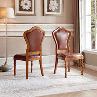 Chaise de salle à manger en cuir de style américain avec revêtement en cuir de vache, design européen, mobile, simple, siège souple, chaise décontractée