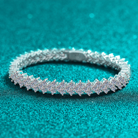 Pulsera de tenis de plata de ley 925 con moissanita, corte brillante, cadena de eslabones con pavé completo, lujo, estilo hip hop, chapado en rodio, GRA