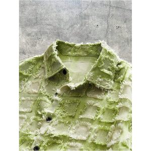 FOXA Men's Cropped Button Down Shirt <b>Y2k</b> Gingham Short Sleeve Box Fit Summer Streetwear Casual <b>Top</b> - Product Image 5
