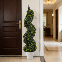 Arbre artificiel en buis en spirale en plastique, éco-responsable, feuillage dense, durable, aspect naturel, décoration de porte d'entrée, verdure
