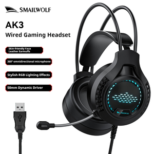 Casque de jeu filaire Smailwolf AK3, son surround USB 7.1, haut-parleur de 50 mm, éclairage RVB, micro à réduction de bruit pour PC, <span class=keywords><strong>PS5</strong></span>, ordinateur portable - Product Image 1