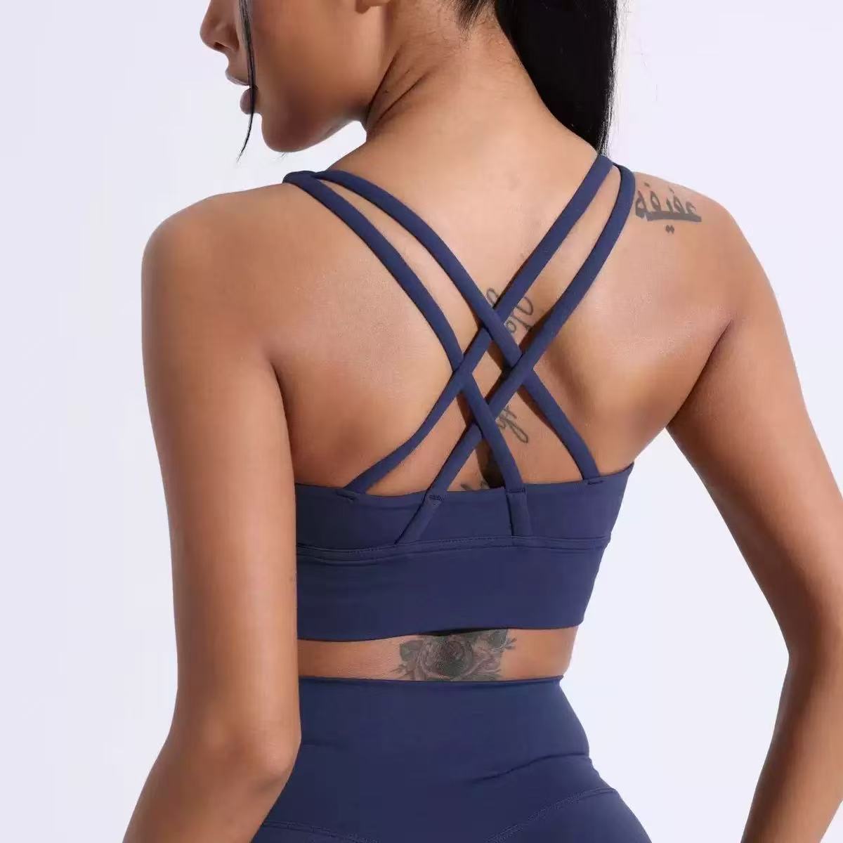 Custom Lulu High for Non-adjusted Strap Clasp Back Zipper Front Breathable Lightweight Sports Bra for Women Yoga Gym