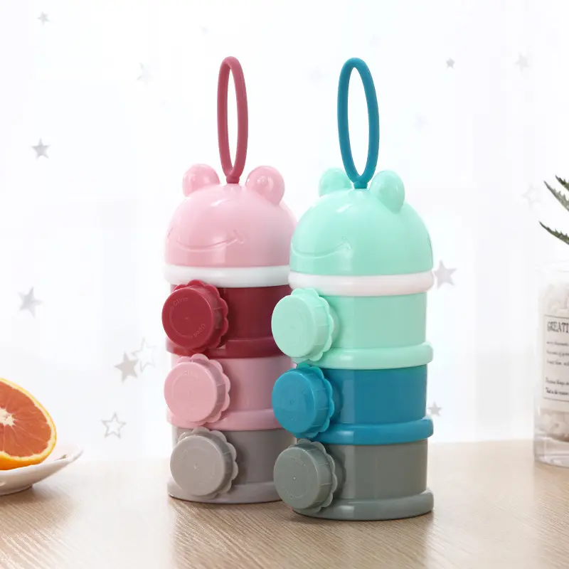 Neue tragbare Säuglings fütterung Milchpulver 3 Gitter Farbe praktische Box Lebensmittel flasche Behälter Milchpulver behälter