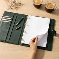Organiseur de classeur A4 personnalisé avec logo, dossier de classement de luxe A5, classeur 6 anneaux en cuir Saffiano, couverture de planificateur 4 anneaux noir