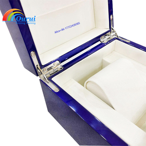 Factory Custom Luxury Blue <b>Watch</b> Box with White Leather Lining, High Gloss Wooden <b>Watch</b> Packaging <b>Case</b> for Brand <b>Watches</b> - Product Image 6