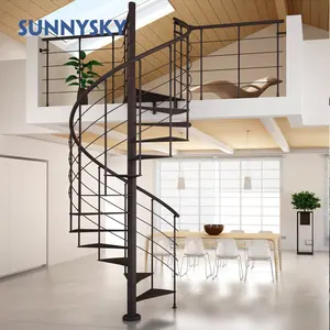 XIYATECH Metal Spiral Staircase Iron Carbon Steel with Wooden Steel Structure Modern Treads Steps High Quality Commercial Indoor