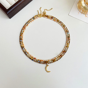 2026 Women's Adjustable Layered Natural Stone <b>Jade</b> Necklace Boho Stack Wood Beads Trendy Daily Wear Fashion <b>Jewelry</b> set - Product Image 3