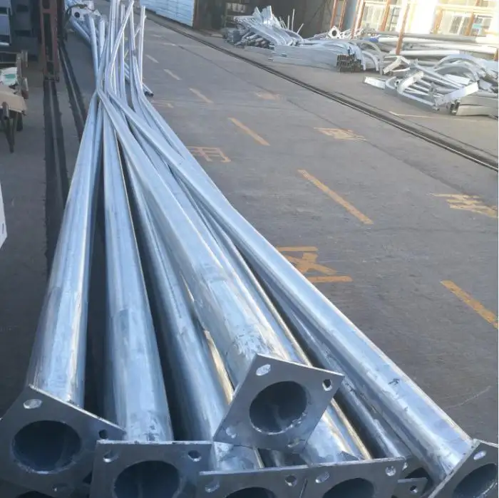 5m 6m 8m 10m 12m double arm galvanized steel street lighting poles/ galvanized outdoor street pole