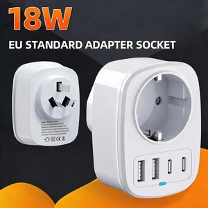 محول سفر WFYEAR للولايات المتحدة والاتحاد الأوروبي 5 في 1 مع منفذين USB-A ومنفذين Type-C بقوة 18 واط وشاحن حائط متعدد المنافذ لمنفذ شوكو الأوروبي - Product Image 4