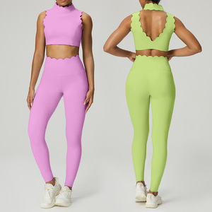 Ensemble 2 pièces <span class=keywords><strong>sexy</strong></span> pour <span class=keywords><strong>femme</strong></span> : débardeur dos nu évidé et pantalon de yoga taille haute, tenue de <span class=keywords><strong>sport</strong></span> ajustée et douce pour l'entraînement en extérieur - Product Image 2