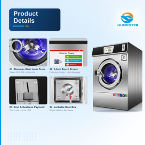 Lavadora-secadora <span class=keywords><strong>de</strong></span> carga frontal totalmente automática <span class=keywords><strong>de</strong></span> 33 kg, compacta, con ahorro <span class=keywords><strong>de</strong></span> agua, para hostales, con pago por código QR y operada con monedas. - Product Image 2
