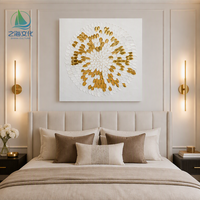 Peinture acrylique sur toile minimaliste personnalisée avec feuille d'or, grande peinture abstraite originale à texture épaisse, art mural, peinture acrylique faite à la main