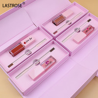 Kits de rouge à lèvres et crayons à lèvres 2-en-1 personnalisés, coffret cadeau de luxe noir, boîtes d'emballage, gloss à lèvres pailleté et crayon à lèvres