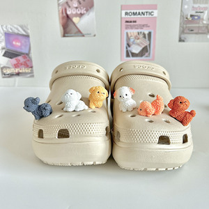 ชุดจี้ตกแต่งรองเท้ารูปสุนัขขนหยิก 3 มิติ น่ารัก สไตล์คาวาอี้ สำหรับรองเท้าคร็อกส์  จี้ตกแต่งรองเท้ารูปสุนัขพุดเดิ้ล สำหรับเด็กและผู้หญิง  ของตกแต่งรองเท้า DIY น่ารัก - Product Image 6