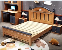 Ensemble de meubles de chambre à coucher au design moderne, lit double simple en bois massif pour adolescent, garçon ou fille, princesse et prince Bed-JY-B307