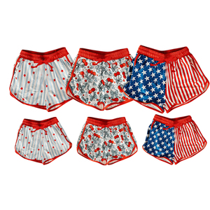 Shorts de sport pour petites filles avec imprimé drapeau américain du 4 juillet, shorts pour enfants, séchage rapide, spandex/polyester, shorts décontractés - Product Image 1