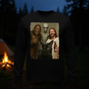 Cat Selfie Bigfoot <b>Jesus</b> Alien Long Sleeve T-<b>Shirt</b> - Product Image 3