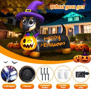 Decoraciones Inflables para Perros de Halloween, Impermeables, con Luces LED, con Diseño de Calabaza y Sombrero de Bruja, para Decoración de Fiestas - Product Image 2