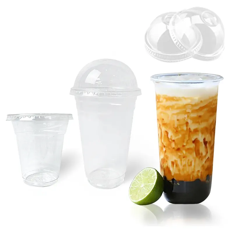 Bebida gelada bolha de suco biodegradável eco amigável compostável 150ml/200ml/350ml/425ml/700ml/16oz café claro bio pet pla copo