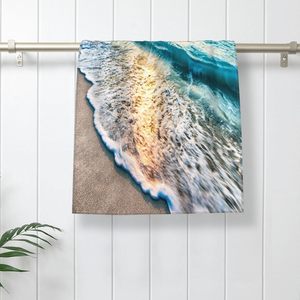 Tropical <span class=keywords><strong>Beach</strong></span> Ocean <span class=keywords><strong>Waves</strong></span> Seaside Scene Sunrise Theme Microfibra Suave Microfibra altamente absorbente Toalla de playa impresa digital - Product Image 5