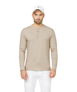 Magliette Henley a Maniche Lunghe Bianche <span class=keywords><strong>Basic</strong></span> Personalizzate OEM per Uomo - Product Image 5
